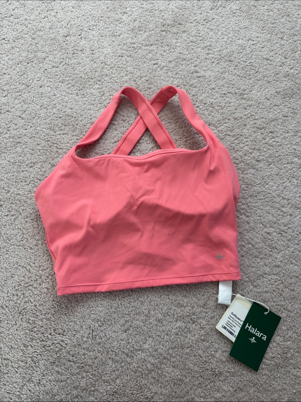 HALARA Coral Pink Cross-Back Longline Sports Bra